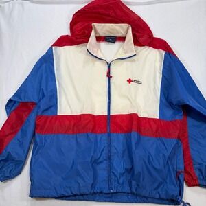 Swingster Vtg Windbreaker Jacket Blue Red White Mens M L Unisex Red Cross Y2K 90